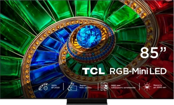 Телевизор QLED TCL 85&amp;quot; 85RM7L черный 4K Ultra HD 144Hz MEMC DVB-T DVB-T2 DVB-C DVB-S DVB-S2 USB WiFi Smart TV