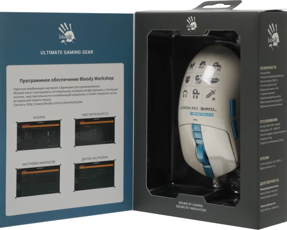 Мышь A4Tech Bloody W72 Ultra Pixels Blue рисунок/бежевый/голубой оптическая 20000dpi USB 6but (W72 ULTRA)