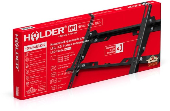 Кронштейн для телевизора Holder T4624-B черный 32&amp;quot;-55&amp;quot; макс.40кг настенный наклон
