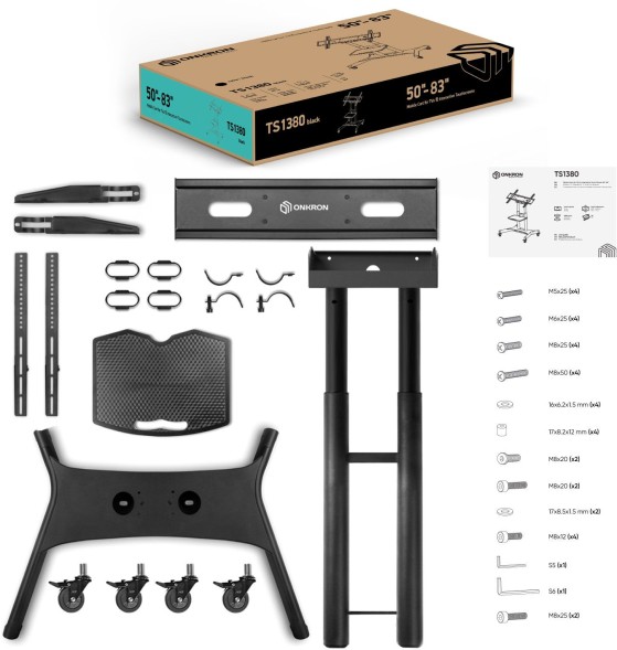 Стойка для телевизора Onkron TS1380 черный 50&amp;quot;-83&amp;quot; макс.70кг напольный мобильный