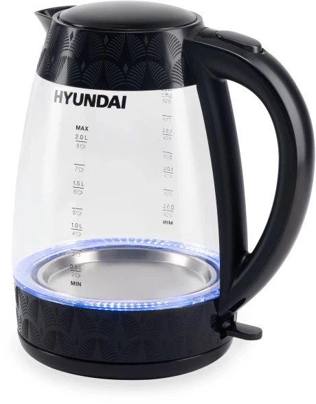 Чайник электрический Hyundai HYK-G4505 2л. 2200Вт черный корпус: стекло/пластик
