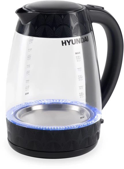 Чайник электрический Hyundai HYK-G4505 2л. 2200Вт черный корпус: стекло/пластик