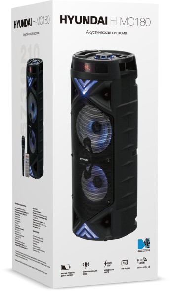 Минисистема Hyundai H-MC180 черный 80Вт FM USB BT SD/MMC