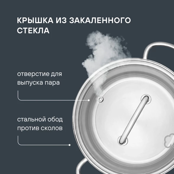 Кастрюля Rondell Solo RDS-1603 5.1л. d=24см (с крышкой) стальной
