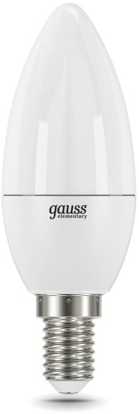 Лампа светодиодная Gauss Elementary 12Вт цок.:E14 свеча 220B 4100K св.свеч.бел.нейт. C37 (упак.:10шт) (33122)