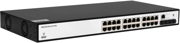 Коммутатор SNR SNR-S5210G-24TX-POE (L2+) 24x1Гбит/с 4SFP+ 24PoE 370W управляемый