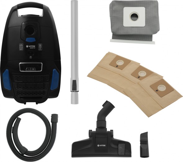Пылесос Vitek VT-1899 GY 2400Вт черный (в компл.:4мешка)