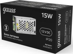 Блок питания Gauss 202003015 встраив. для лен.светод. черный