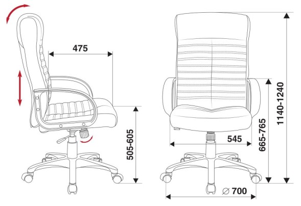 Кресло руководителя Бюрократ KB-10LITE черный эко.кожа крестов. пластик