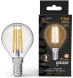 Лампа филам. Gauss Filament 13Вт цок.:E14 шар 220B св.свеч.бел.теп. (упак.:10шт) (105801113)