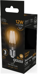 Лампа светодиодная Gauss Filament 102902112 12Вт цок.:E27 груша 185B св.свеч.бел.теп. грушевидная (упак.:10шт)