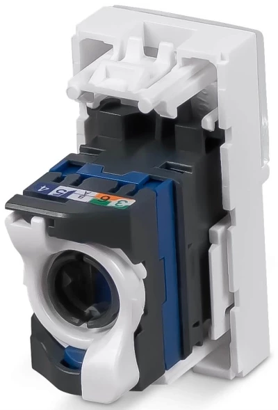 Вставка Cabeus KJ-RJ45-CAT.6-180T-FP-L-22,5 установочная Keystone 1xRJ45 ABS пластик белый