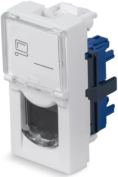 Вставка Cabeus KJ-RJ45-CAT.6-180T-FP-L-22,5 установочная Keystone 1xRJ45 ABS пластик белый