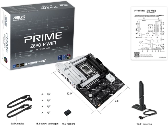 Материнская плата Asus PRIME Z890-P WIFI Soc-1851 Intel Z890 4xDDR5 ATX AC`97 8ch(7.1) 2.5Gg RAID+HDMI+DP