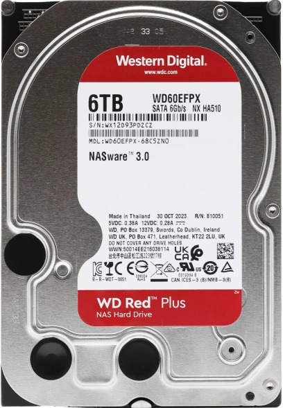 Жесткий диск WD SATA-III 6TB WD60EFPX NAS Red Plus (5400rpm) 256Mb 3.5&amp;quot;