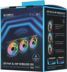 Вентилятор для корпуса Lian-Li Uni Fan SL-INF Wireless 120 ARGB 120х124.5x28 черный 4-pin 29.2дБ (упак.:3шт) (G99.12SLIN1W3B.R0) Ret