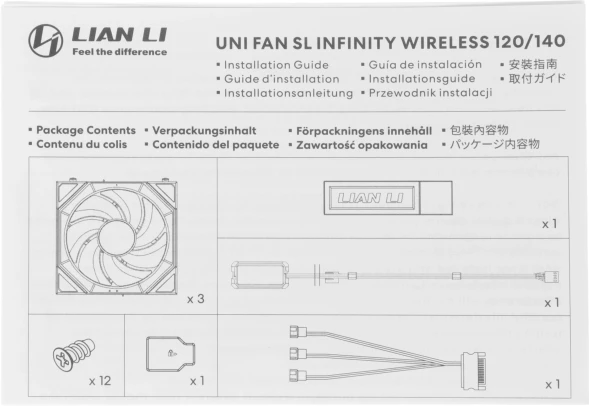Вентилятор для корпуса Lian-Li Uni Fan SL-INF Wireless 120 ARGB 120х124.5x28 черный 4-pin 29.2дБ (упак.:3шт) (G99.12SLIN1W3B.R0) Ret