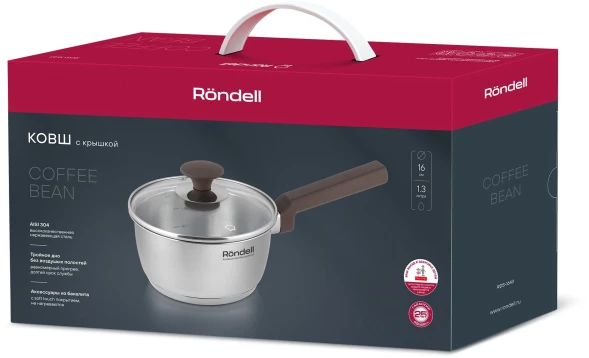 Ковш Rondell Coffee Bean RDS-1643 1.3л. d=16см (с крышкой) стальной