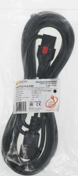 Шнур питания Lanmaster LAN-PP13L/14-5.0-BK C13-С14 проводник.:3x0.75мм2 5м 220В 10А черный