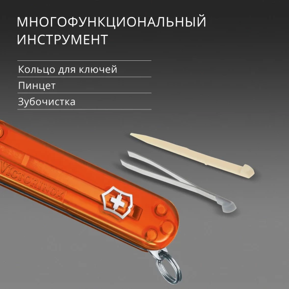 Нож перочинный Victorinox Classic SD Fire Opal (0.6223.T82G) 58мм 7функц. подар.коробка