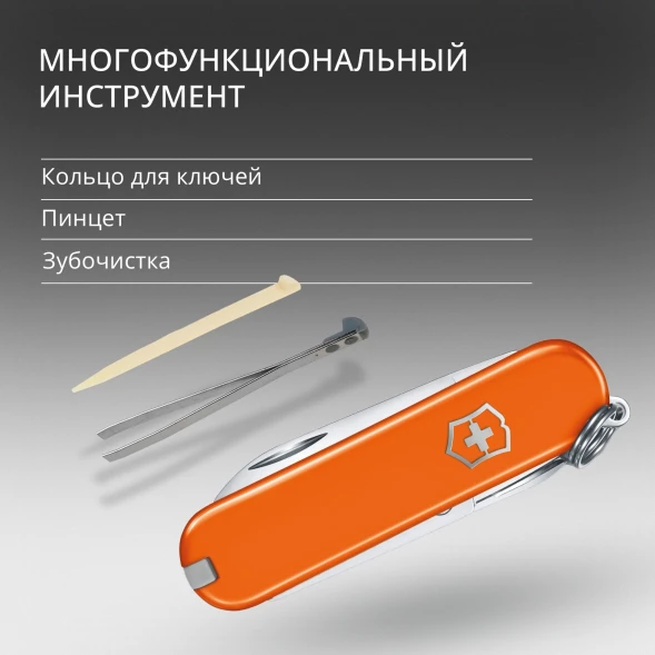 Нож перочинный Victorinox Classic SD Mango Tango (0.6223.83G) 58мм 7функц. подар.коробка