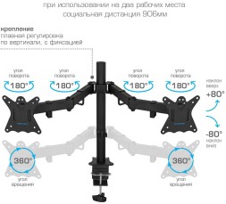 Кронштейн для мониторов Kromax CASPER-508 черный 10&amp;quot;-32&amp;quot; макс.10кг настольный поворот и наклон