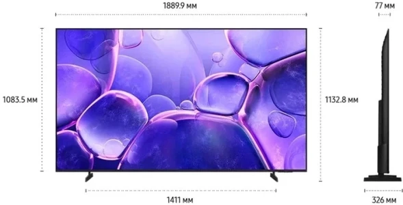 Телевизор LED Samsung 85&amp;quot; UE85U8000FUXRU черный 4K Ultra HD 60Hz DVB-T2 DVB-C DVB-S2 USB WiFi Smart TV
