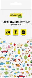 Карандаши цв. Silwerhof Eco 2.65мм шестигран. дерево ассорти 24цв. коробка/европод.