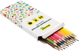 Карандаши цв. Silwerhof Eco 2.65мм шестигран. дерево ассорти 24цв. коробка/европод.