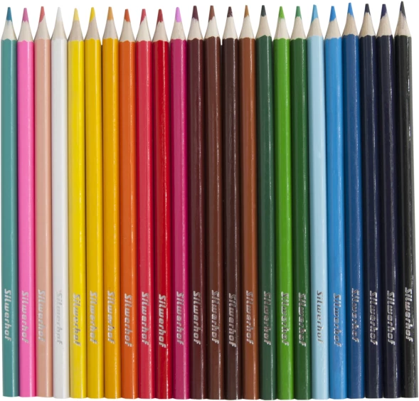Карандаши цв. Silwerhof Eco 2.65мм шестигран. дерево ассорти 24цв. коробка/европод.