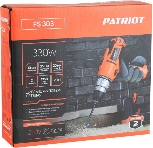 Дрель-шуруповерт Patriot FS 303 330Вт патрон:быстрозажимной (120301303)
