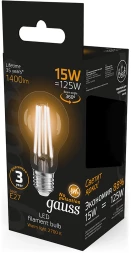 Лампа светодиодная Gauss Filament 102902115 15Вт цок.:E27 груша 220B св.свеч.бел.теп. (упак.:10шт)