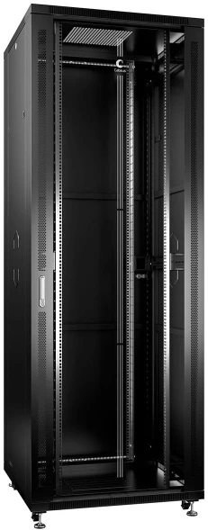 Шкаф серверный Cabeus (SH-05C-47U80/100-BK) напольный 47U 800x1000мм пер.дв.стекл металл 800кг черный 2277мм IP20 сталь