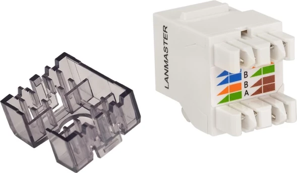 Модуль Lanmaster LAN-OK45U5E/180R-WH информ. Keystone RJ45 кат.5E бел.