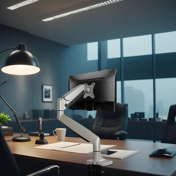 Кронштейн для мониторов ЖК Kromax OFFICE-21 серебристый 17&amp;quot;-45&amp;quot; макс.15кг настольный поворот и наклон