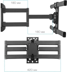 Кронштейн для телевизора Kromax CORBEL-10 титан 32"-75" макс.45кг настенный поворот и наклон