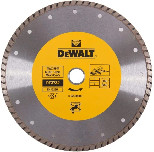 Диск алмазный DeWalt DT3732 d=230мм d(посад.)=22.2мм (угловые шлифмашины)