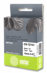 Картридж ленточный Cactus CS-TZ131 TZe-131 черный на прозрачном 12x8 для Brother 1010/1280/1830VP/7600VP