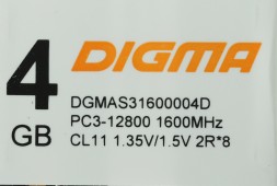 Память DDR3L 4GB 1600MHz Digma DGMAS31600004D RTL PC3-12800 CL11 SO-DIMM 204-pin 1.35В dual rank Ret