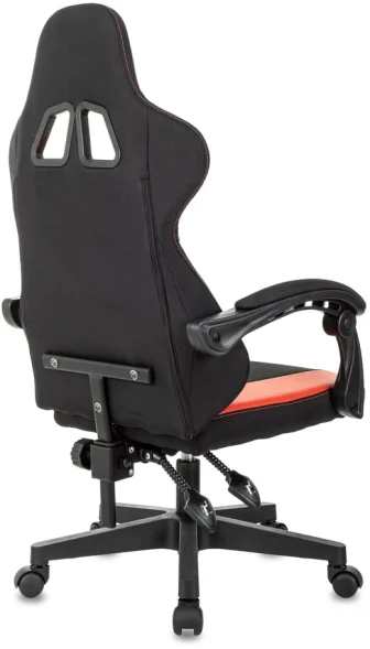 Кресло игровое Zombie Rudger черный/красный ткань/эко.кожа с подголов. крестов. пластик