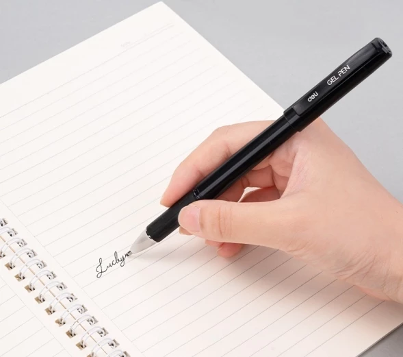 Ручка гелев. Deli EG159-BK ассорти d=1.0мм черн. черн. резин. манжета