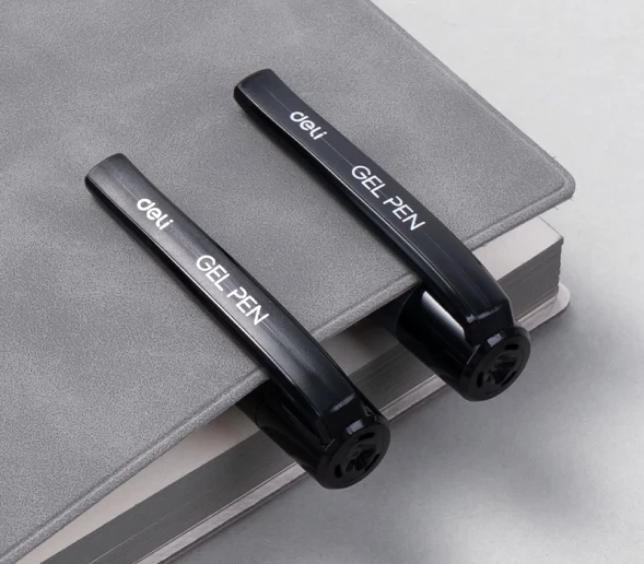 Ручка гелев. Deli EG159-BK ассорти d=1.0мм черн. черн. резин. манжета