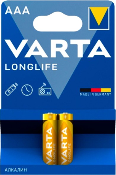 Батарея Varta Longlife Alkaline LR03 AAA (2шт) блистер