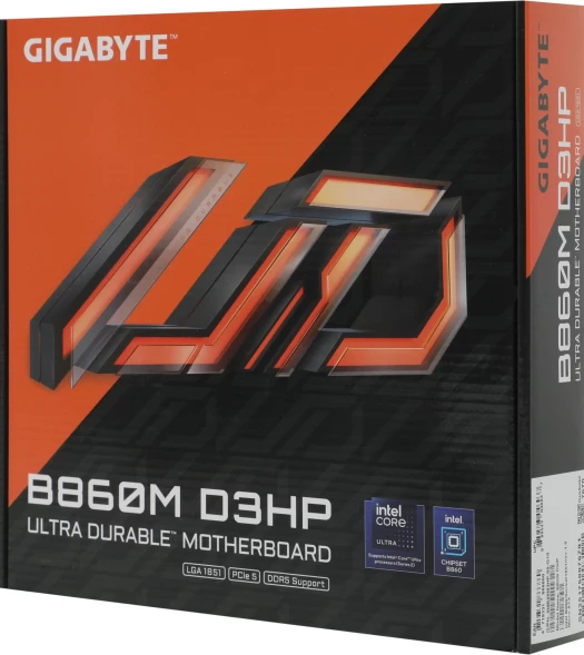 Материнская плата Gigabyte B860M D3HP Soc-1851 Intel B860 4xDDR5 mATX AC`97 8ch(7.1) GbLAN RAID+HDMI+DP
