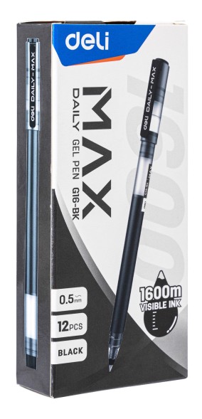 Ручка гелев. Deli Daily Max EG16-BK черн/прозрачный d=0.5мм черн. черн.