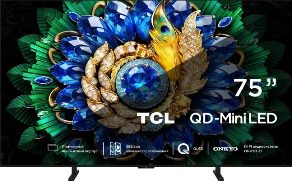 Телевизор QLED TCL 75&amp;quot; 75A400M Slim черный 4K Ultra HD 144Hz MEMC DVB-T DVB-T2 DVB-C DVB-S DVB-S2 USB WiFi Smart TV