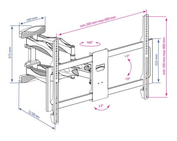 Кронштейн для телевизора Kromax ATLANTIS-35 new черный 22&amp;quot;-65&amp;quot; макс.50кг настенный поворотно-выдвижной и наклонный