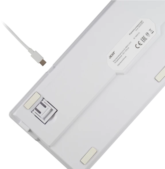 Клавиатура Acer OKW304 механическая белый USB Multimedia for gamer LED (ZL.KBDCC.01V)