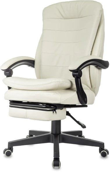Кресло руководителя Бюрократ T-9950MSG-F слоновая кость эко.кожа крестов. пластик подст.для ног