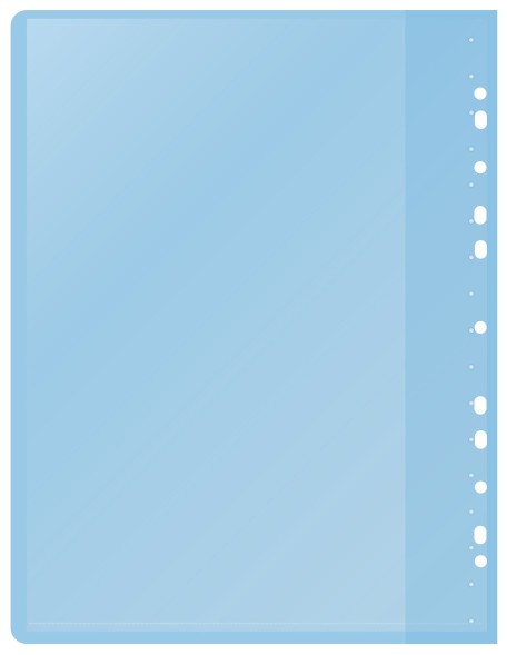 Папка-скоросшиватель Silwerhof A4 прозрач.верх.лист 10 вкладышей боков.перф. полипропилен голубой